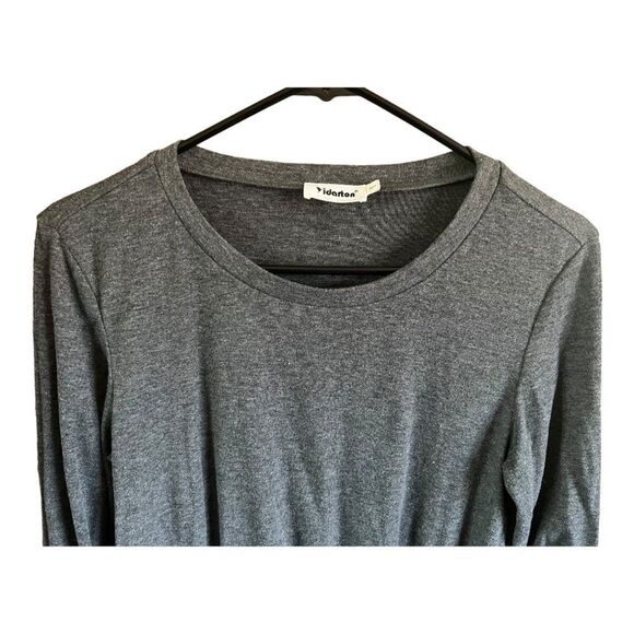 Yidarton T-Shirt Gray Sz Small Twist Knot Front Long Sleeve Crew Neck Basic - Picture 7 of 15